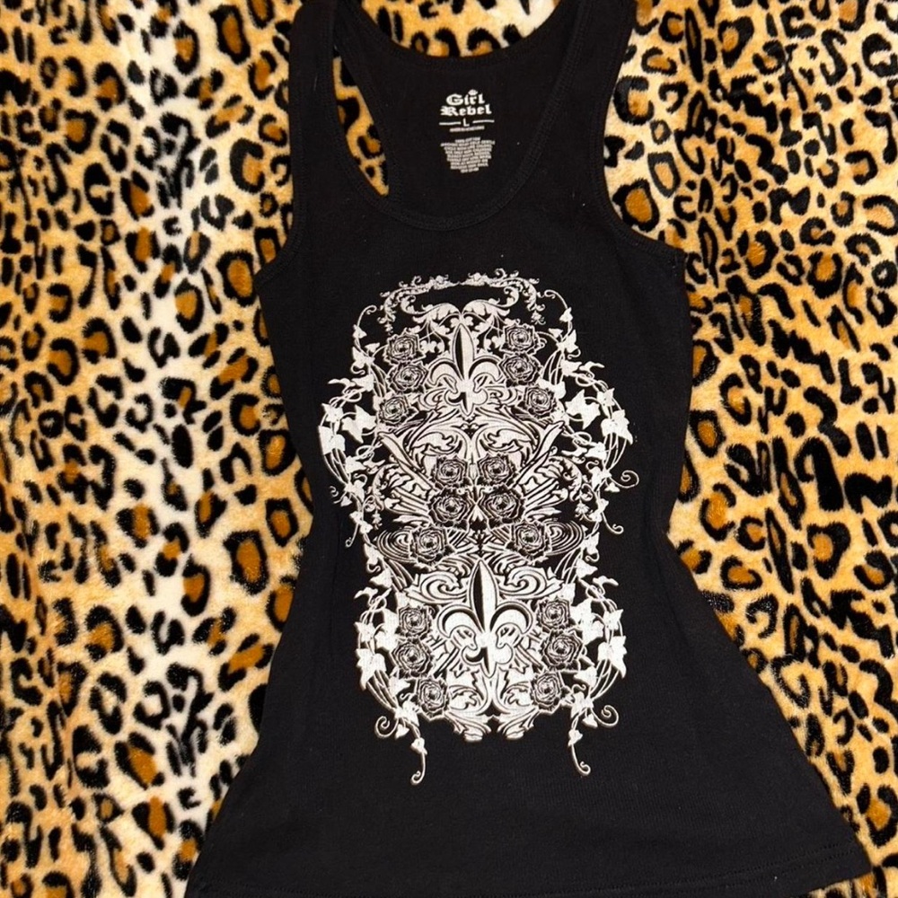 Y2k Gothic Fleur De Lis Black and White Punk Emo Tank Top